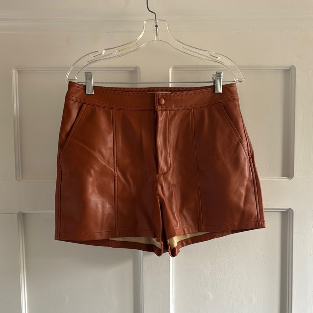 Anthropologie Faux Leather High Waist Shorts with Tailored Fit Size US 8